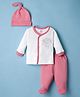 I Bears Knitted Full Sleeves Bear Printed T-Shirt & Pyjama Night Suit with Cap - Off White &  Pink