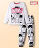 Babyhug Marvel Single Jersey Knit Full Sleeves Co-ords T-Shirt & Pajama Night Suit with Avengers Graphic - Multicolor