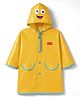 Babyhug Full Sleeves Hooded Raincoat with Smiley Print & Pocket Detailing - Yellow