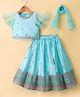 Babyhug Woven Half Flutter Sleeves Choli Lehenga Set with Dupatta & Embroidery - Aqua Blue