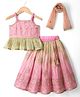Babyhug Net Woven Sleeveless Lehenga Choli Set With Sequin Detailing & Dupatta - Green & Pink