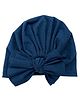 THE LITTLE LOOKERS Cotton Knit Knot Detailed Cap - Navy Blue - Circumference 15 Cms