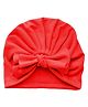 THE LITTLE LOOKERS Cotton Knit Knot Detailed Cap - Red - Circumference 15 Cms