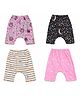 THE LITTLE LOOKERS Cotton Knit Pack Of 4 Cat Stars & Floral Printed Diaper Leggings - Multi Colour