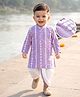 Babyhug Woven Full Sleeves Kurta Dhoti Set with Schiffli Detailing - Lavender