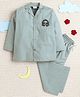 Little Clothing Cotton Woven Full Sleeves Headphones Patch Embellished Shirt & Pant Night Suit - Grey