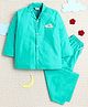 Little Clothing Cotton Woven Full Sleeves Sneaker Patch Embellished Shirt & Pant Night Suit - Sea Green