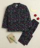 Little Clothing Cotton Woven Full Sleeves Doodle Art Printed Coordinating Shirt & Pant Night Suit - Black