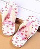 Cute Walk by Babyhug Back Strap Closure Flip Flops with Heart Print - Pink & White