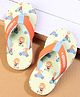 Cute Walk by Babyhug Flip Flops with Lion Print - Orange & Mustard