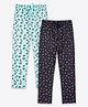 Ariel Cotton Knit Pack Of 2 Cherry & Abstract Printed Pajamas - Black & Blue