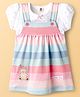 ToffyHouse Interlock Knit Striped Frock with Half Sleeves Inner Tee with Polka Dot Print & Bunny Patch - Multicolor