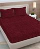 FABINALIV Maroon Striped 300 TC Woollen King Size Fitted Double Bedsheet with 2 Pillow Covers
