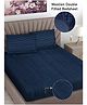 FABINALIV Navy Blue Striped 300 TC Woollen King Size Fitted Double Bedsheet with 2 Pillow Covers