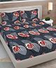 FABINALIV Dark Grey Floral Woollen King Size Fitted Double Bedsheet with 2 Pillow Covers