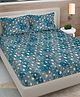FABINALIV Turquoise Abstract Woollen King Size Fitted Double Bedsheet with 2 Pillow Covers