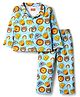 Babyhug Cotton Knit Full Sleeves Shirt & Pyjama Co-ord Night Suit with Animal Print - Light Blue