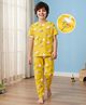 Pine Kids Cotton Knit Half Sleeves T-Shirt & Pyjama Co-ord Night Suit With Dino Print - Yellow