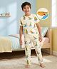 Pine Kids Cotton Knit Half Sleeves T-Shirt & Pyjama Co-ord Night Suit With Surfing Print - Light Green