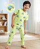 Pine Kids Cotton Knit Half Sleeves T-Shirt & Pajama Co-ords  Night Suit With Vehicle Print - Light Green