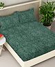 FABINALIV Sunny Green Floral King Size Woollen Embossed Double Bedsheet with 2 Pillow Covers