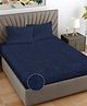 FABINALIV Navy Blue Striped Woollen King Size Double Bedsheet with 2 Pillow Covers