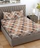 FABINALIV Brown Geometric 300 TC Woollen King Size Double Bedsheet with 2 Pillow Covers