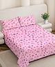 FABINALIV Pink Floral Woollen King Size Double Bedsheet with 2 Pillow Covers