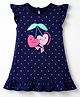Babyhug Cotton Knit Half Sleeves Nighty with Heart & Polka Dot Print - Navy Blue
