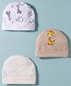 Bubble Pop Single Jersey Knit Animal & Polka Dots Printed Baby Caps Pack Of 3 Multicolour - Diameter 11 cm