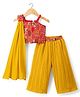 Babyhug Georgette Woven Sleeveless Floral Embroidered Lehenga Choli & Dupatta With Sequin Detailing - Mustard