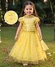 Babyhug Net Woven Half Sleeves Lehenga Choli Set With Sequin Detailing & Dupatta - Yellow
