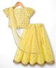 Babyhug Net Woven Half Sleeves Lehenga Choli Set With Sequin Detailing & Dupatta - Yellow
