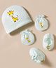 Bubble Pop Single Jersey Knit Giraffe Printed Cap Mittens & Booties Set Light Green - Diameter 10 cm