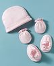 Bubble Pop Single Jersey Knit Solid Cap Mittens & Booties Set Pink - Diameter 11 cm
