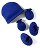 Bubble Pop Single Jersey Knit Solid Cap Mittens & Booties Set Blue - Diameter 9 cm