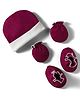 Bubble Pop Single Jersey Knit Solid Cap Mittens & Booties Set Maroon - Diameter 11 cm