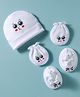 Bubble Pop Single Jersey Knit Cap Mittens & Booties Set White - Diameter 9 cm