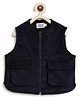 Tiber Taber Corduroy Woven Sleeveless Solid Light Winter Jacket - Navy Blue