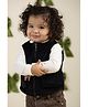 Tiber Taber Corduroy Woven Sleeveless Solid Light Winter Jacket - Navy Blue