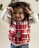 Tiber Taber Cotton Woven Sleeveless Checked Light Winter Jacket - Red
