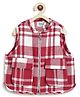 Tiber Taber Cotton Woven Sleeveless Checked Light Winter Jacket - Red