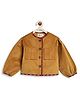 Tiber Taber Corduroy Woven Full Sleeves Polka Dots Printed Light Winter Jacket - Yellow