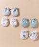 Bubble Pop Single Jersey Knit Dino Printed & Solid Mittens Pack Of 4 - Multicolour