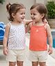 Honeyhap Premium Cotton Elastane Knit Sleeveless Slips With Floral Print & Bio Finish Pack of 2 - Bright White & Peach Echo