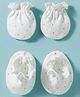 Bubble Pop Single Jersey Knit Mittens & Booties with Polka Dot Print - White