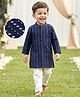 Babyhug Georgette Woven Full Sleeves Kurta Pajama Set with Embroidery & Sequin Detailing - Navy Blue