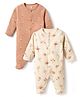 I Bears Interlock Knit Full Sleeves Footed Sleep Suits With Floral Print & Patch Pack of 2 - Multicolor