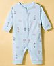 I Bears Interlock Knit Full Sleeves Romper with Print - Aqua Blue