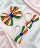 SKD Republic Day Theme Tricolour Bow Applique Detailed Hair Accessories Set - Orange